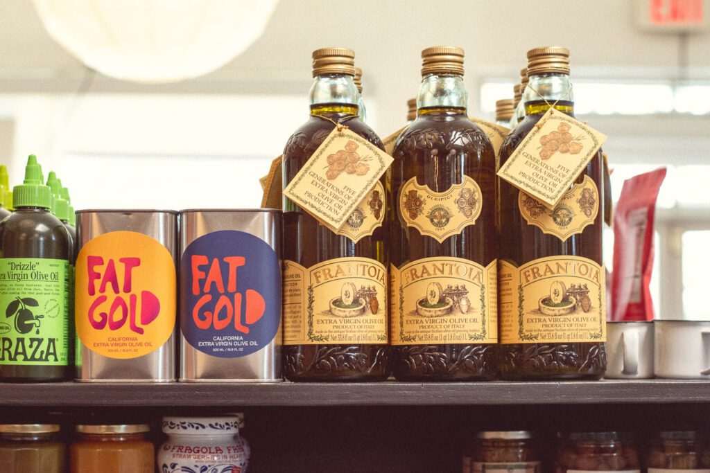 Olive oil shelf at 5 Points (Photo by Jackie Tran)