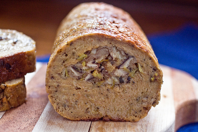 Seitan Roast Stuffed With Shiitakes And Leeks (Photo & Recipe Credit: Isa Chandra)