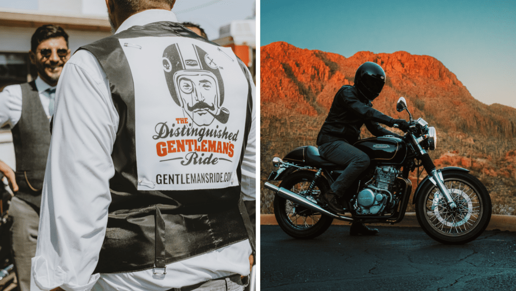 a man riding on the back of a motorcycle