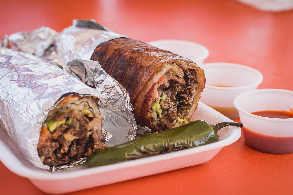Bacon-Wrapped Percheron Burro at WhataBurro (Credit: Jackie Tran)