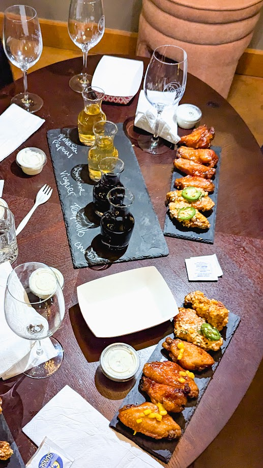 Assorted wings from OnlyWings, enjoyed at Vertigo Wines (Photo by Jackie Tran)