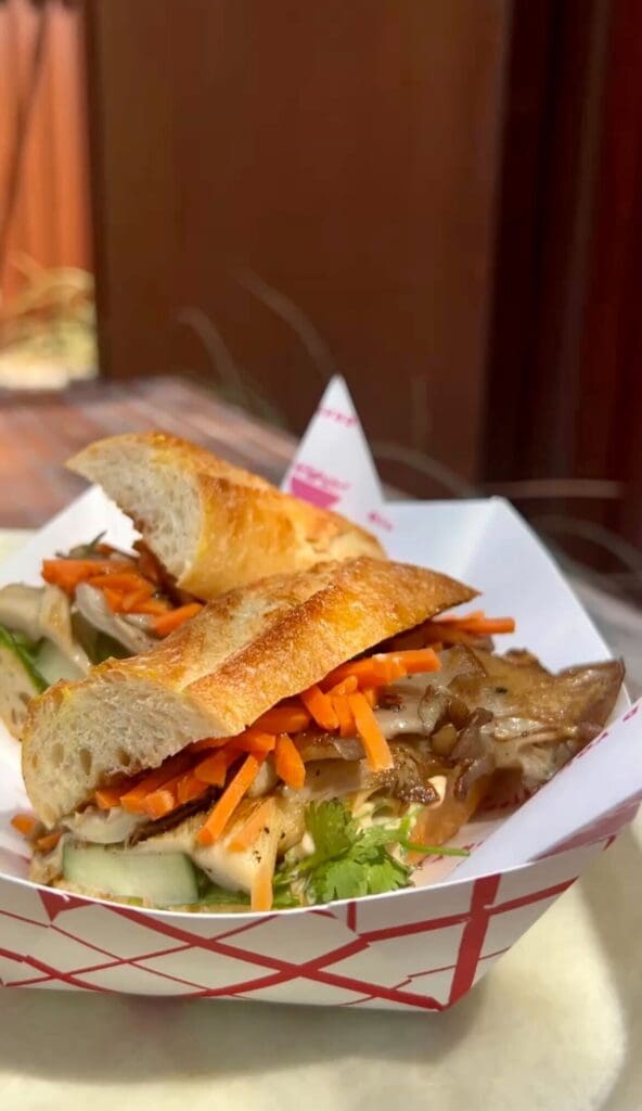 a close up of a sandwich on a plate