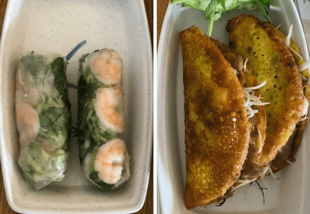 a plastic container filled with different types of food on a plate