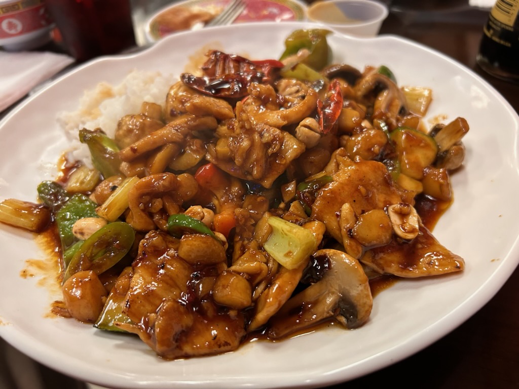 a plate full of food