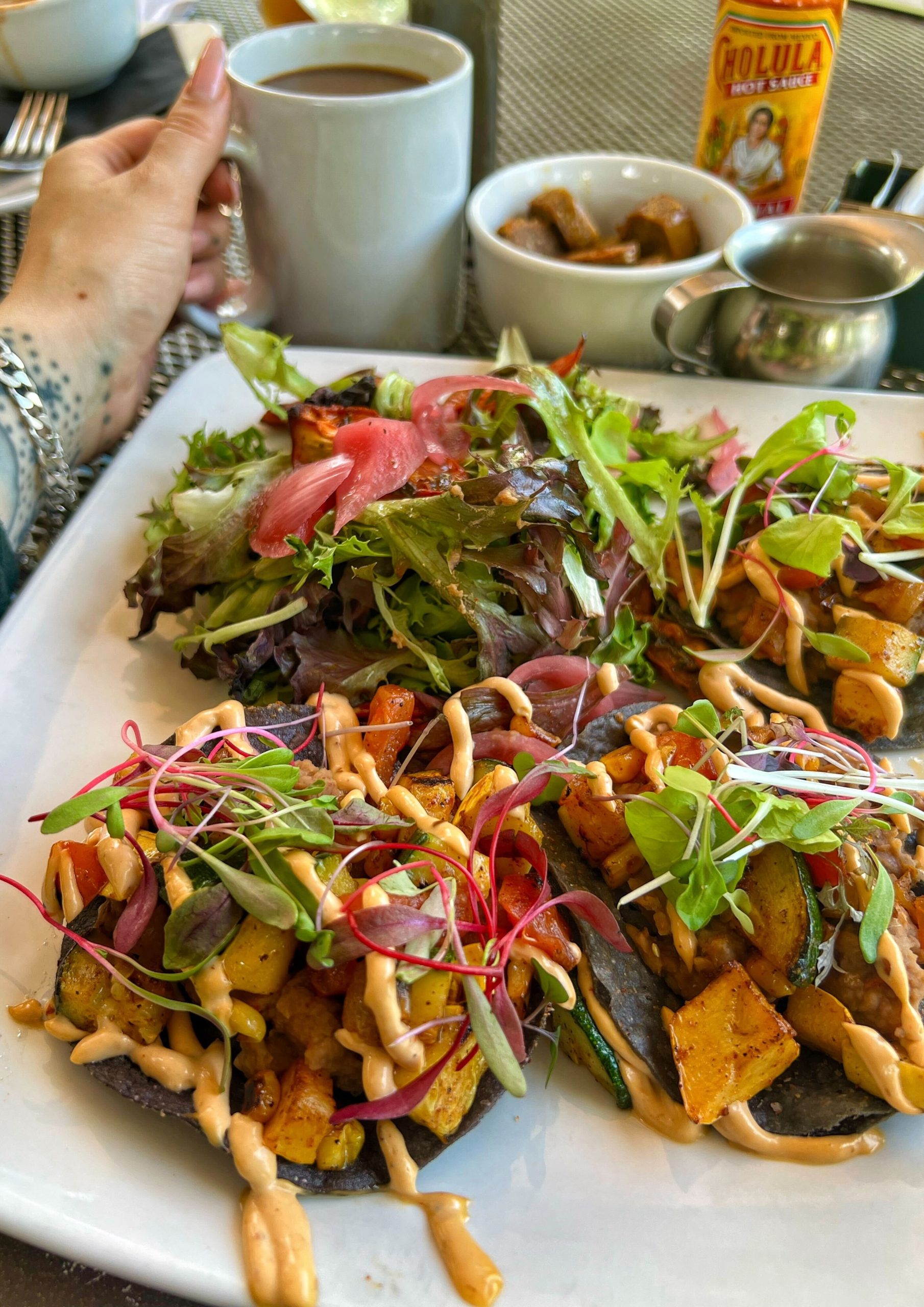Blue Corn Vegan Tostadas at Tohono Chul Garden Bistro
