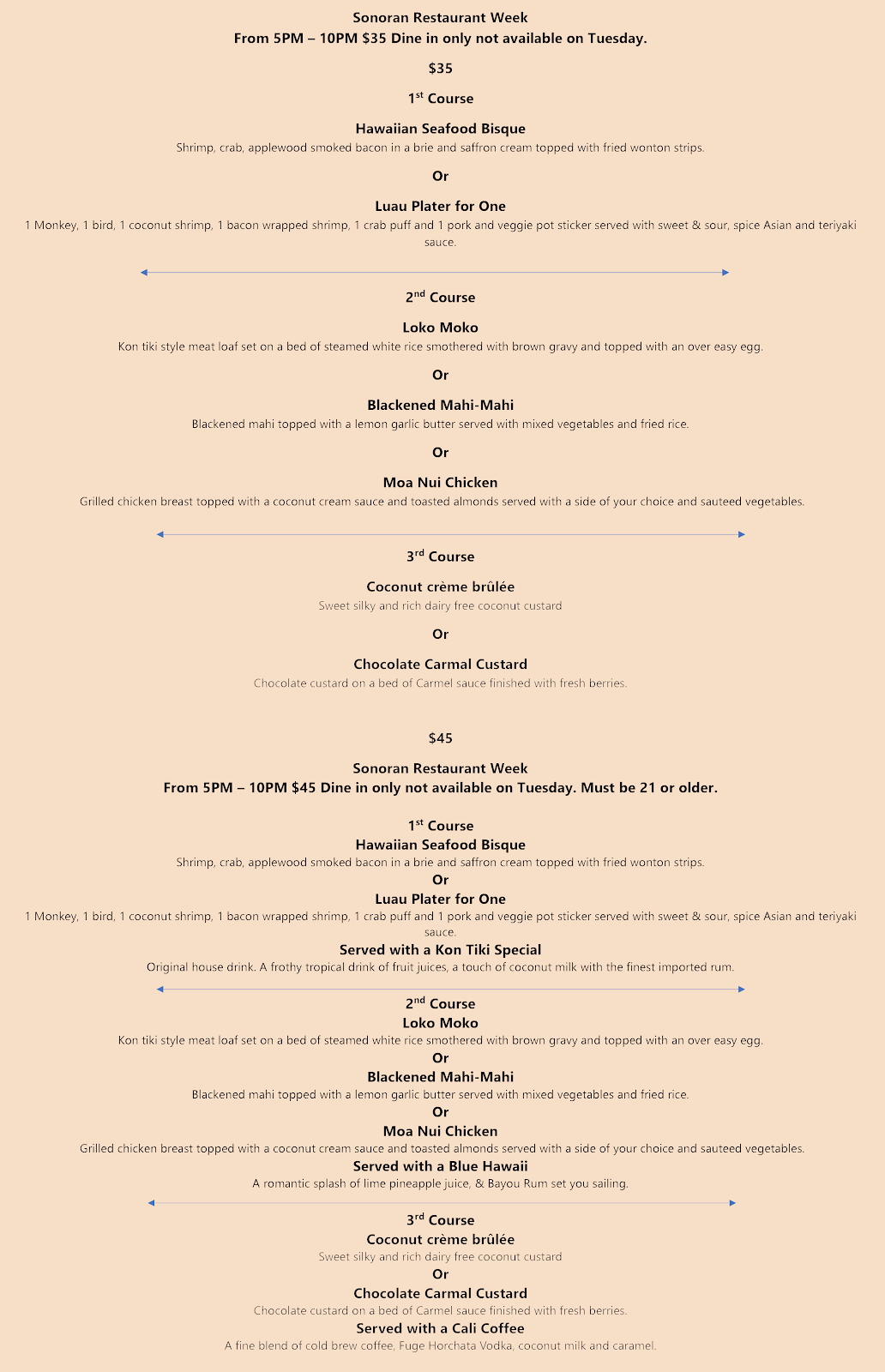 Thoughtfully curated Bacio menu at Sonoran restaurant week