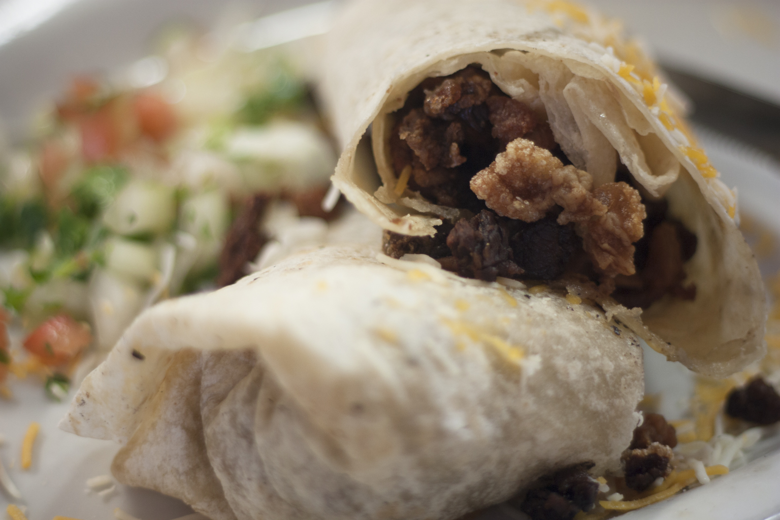 Chicharron burrito at El Sur