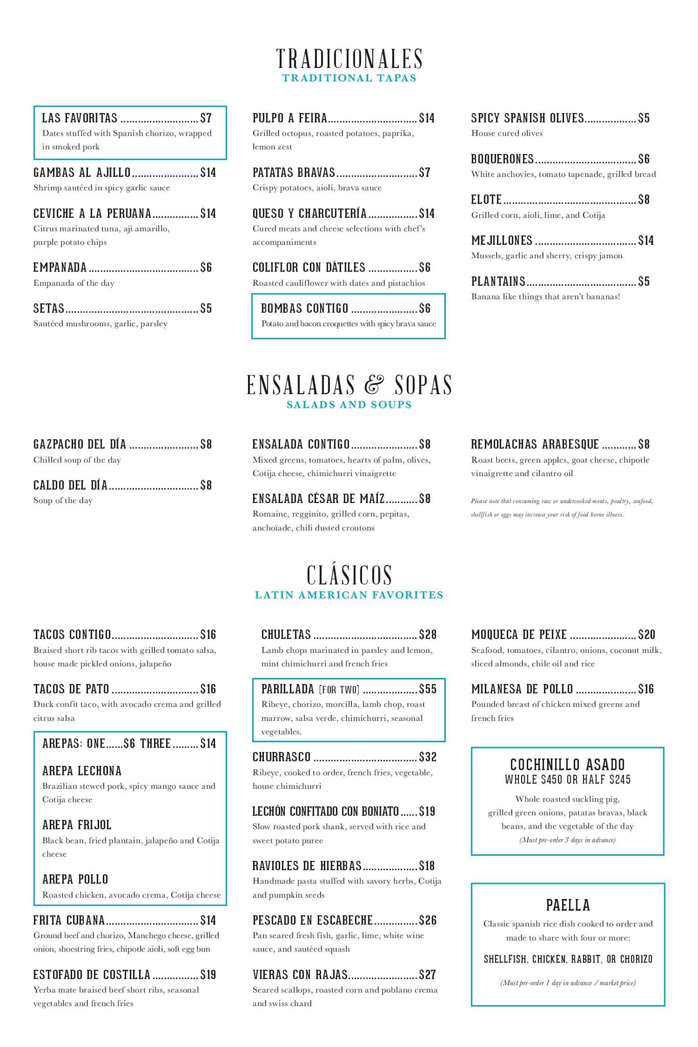 Contigo Menu