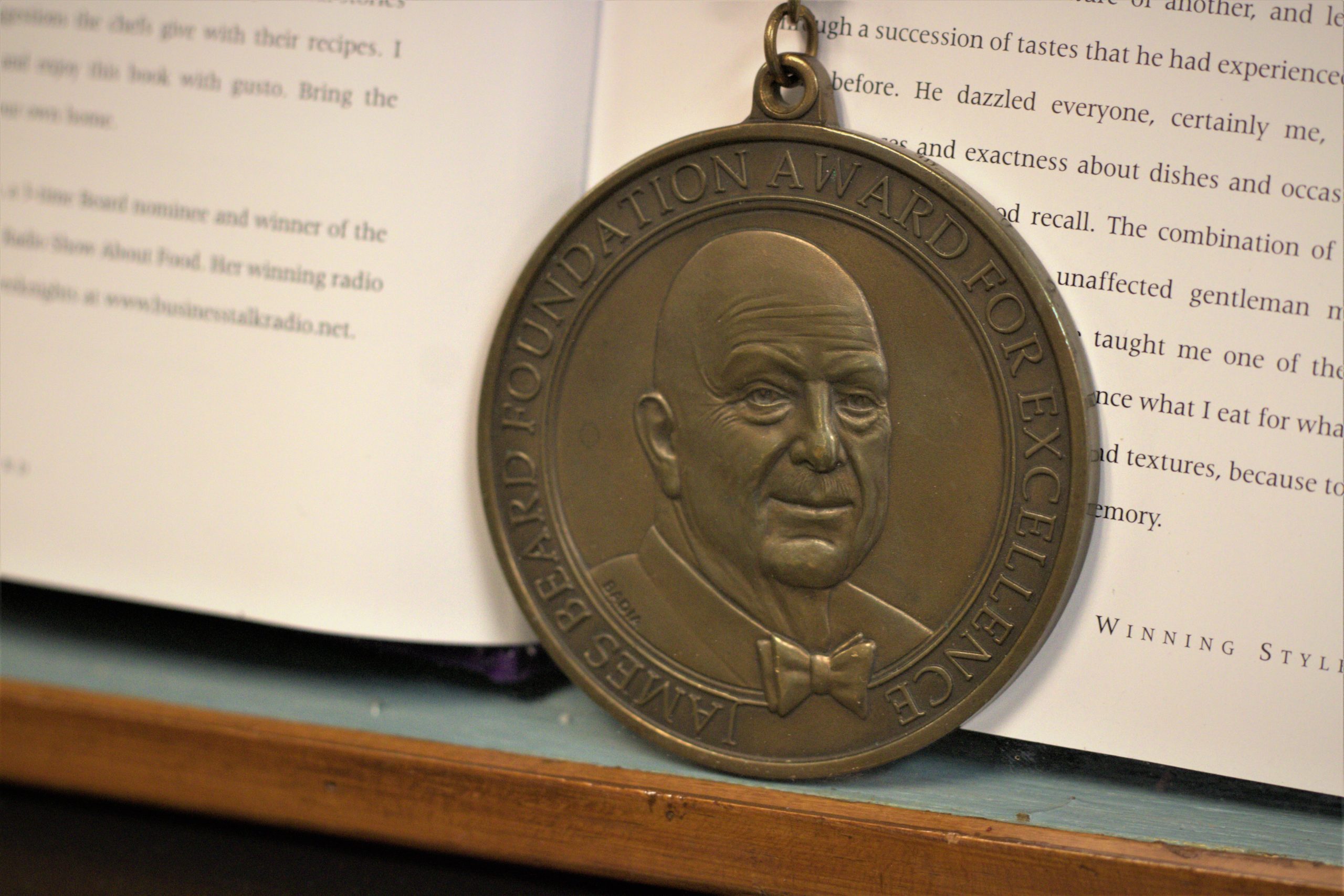 Jennifer English's James Beard award (Photo by Mark Whittaker)