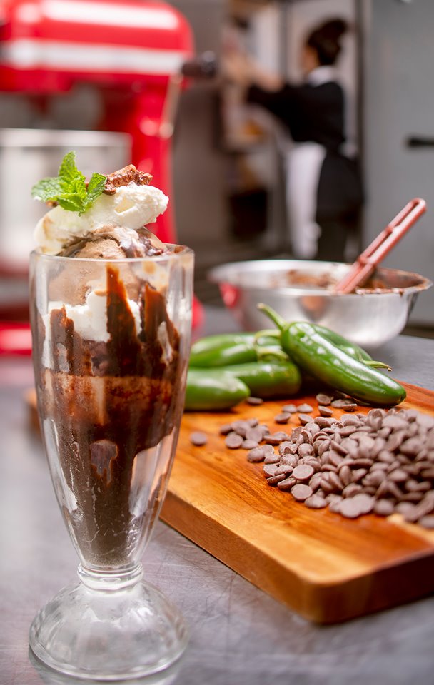 Dark Chocolate Jalapeño Ice Cream Sundae at DOWNTOWN Kitchen + Cocktails