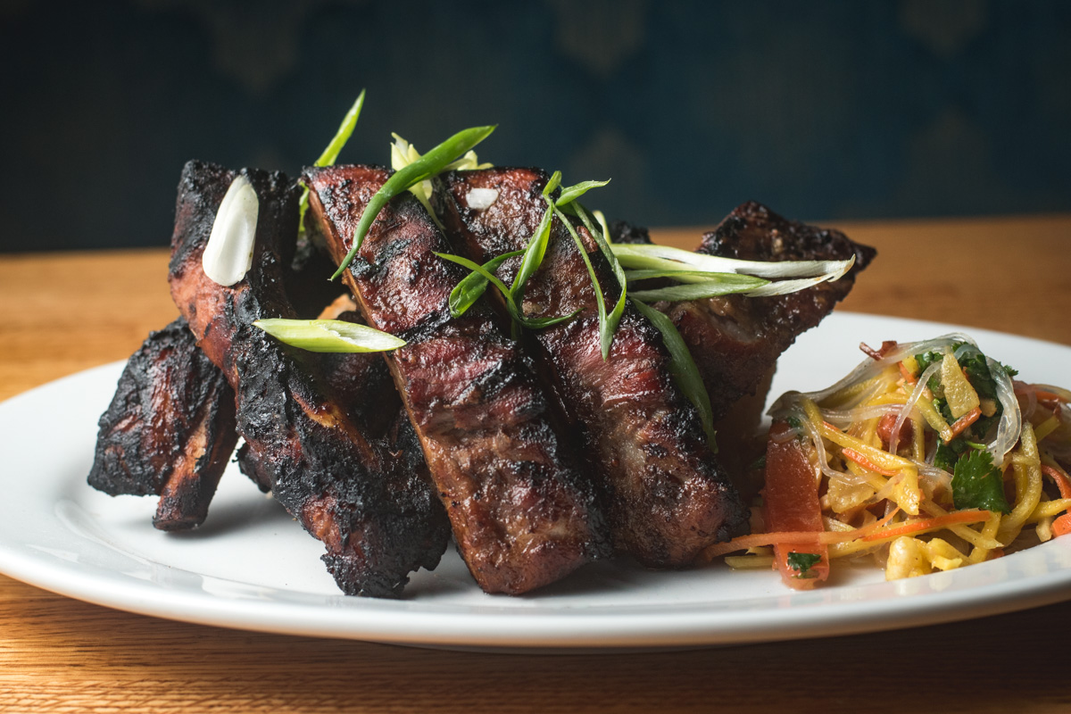 Chewy Thai Honey + Spiced Baby Back Ribs at DOWNTOWN Kitchen + Cocktails (Credit: Jackie Tran)