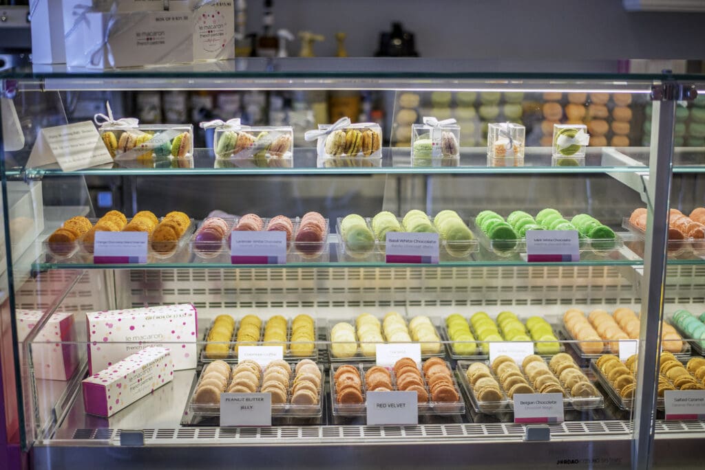 a display in a store filled with lots of different types of food
