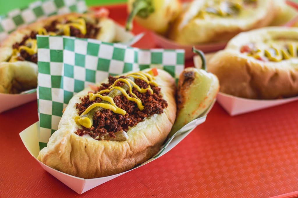 Sonoran Hot Dogs with Chorizo from La Carreta Del Rorro (Photo by Jackie Tran)