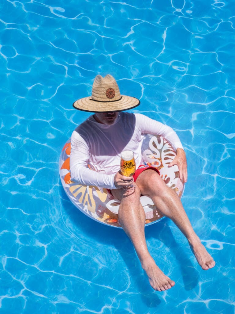 a person in a pool of water