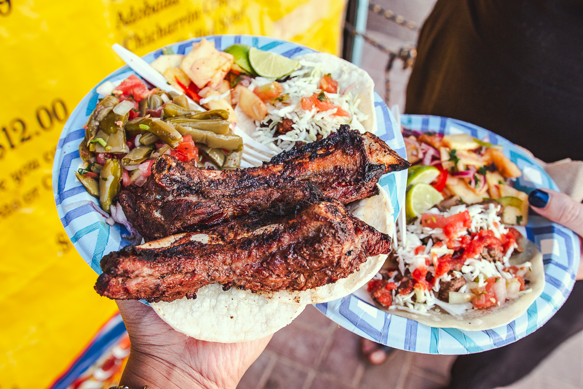 Costillas tacos from El Taco Rustico at Tucson Meet Yourself