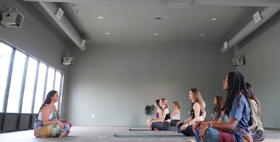a group of people sitting in a room