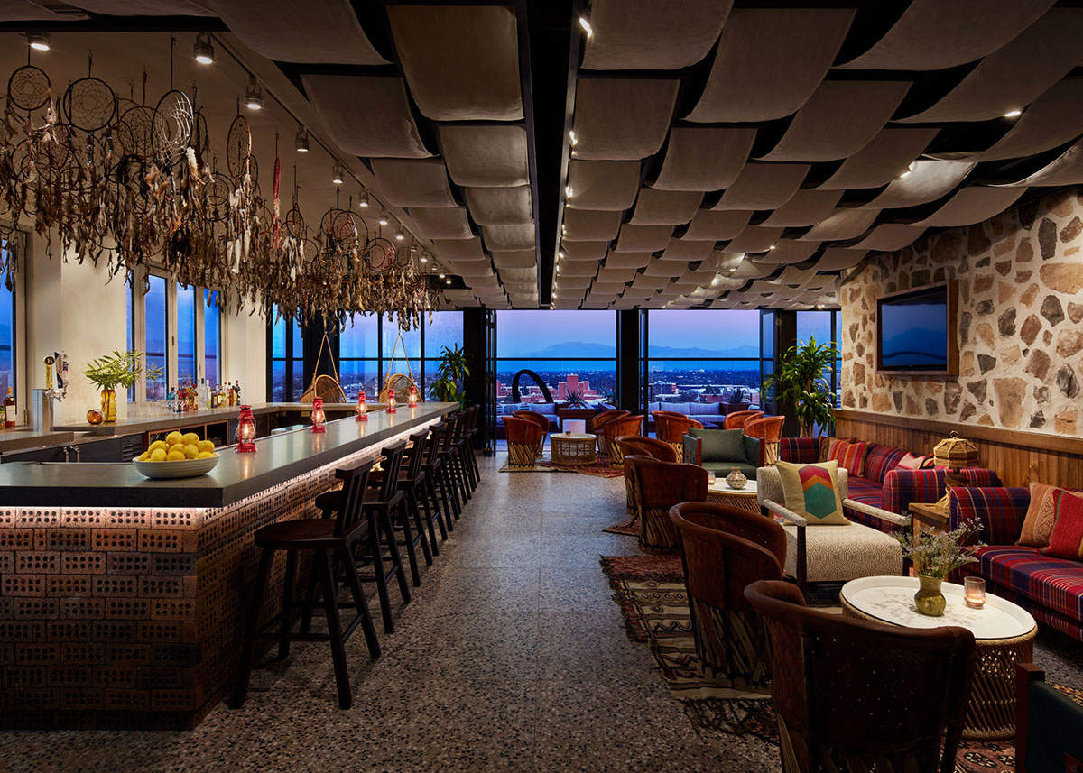 Inside the The Moonstone rooftop bar at The Graduate in Tucson