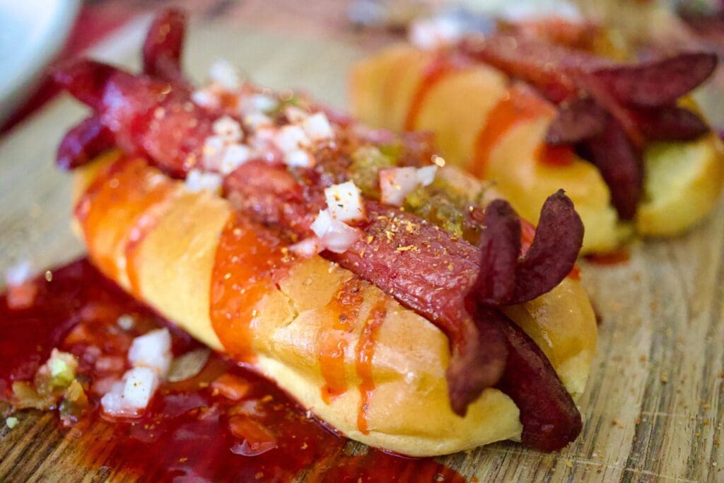 a close up of food