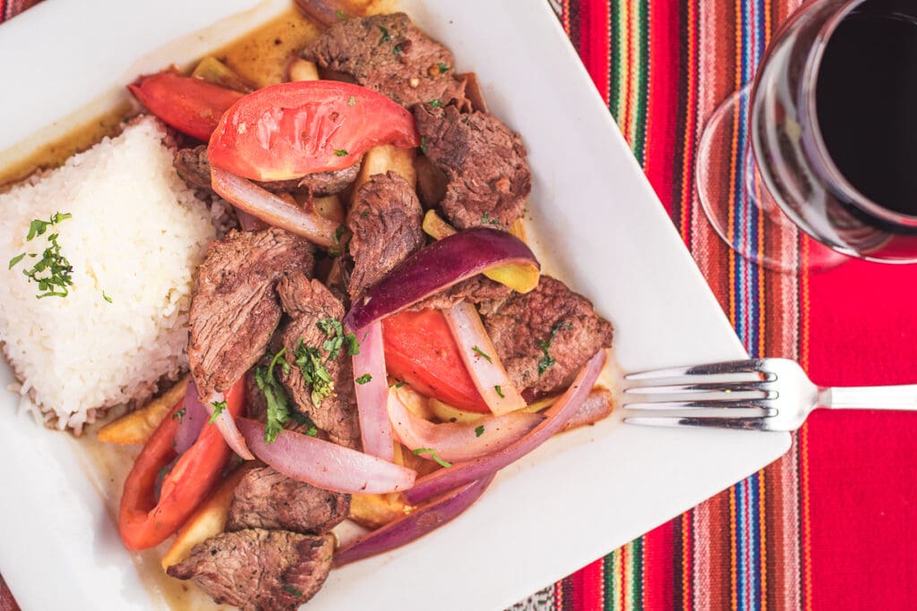 a plate of food with a fork