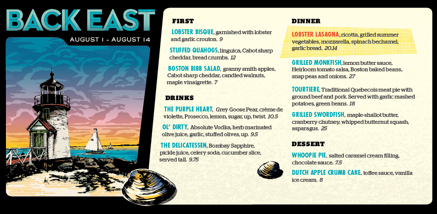 Kingfisher Summer Road Trip Menu: Back East