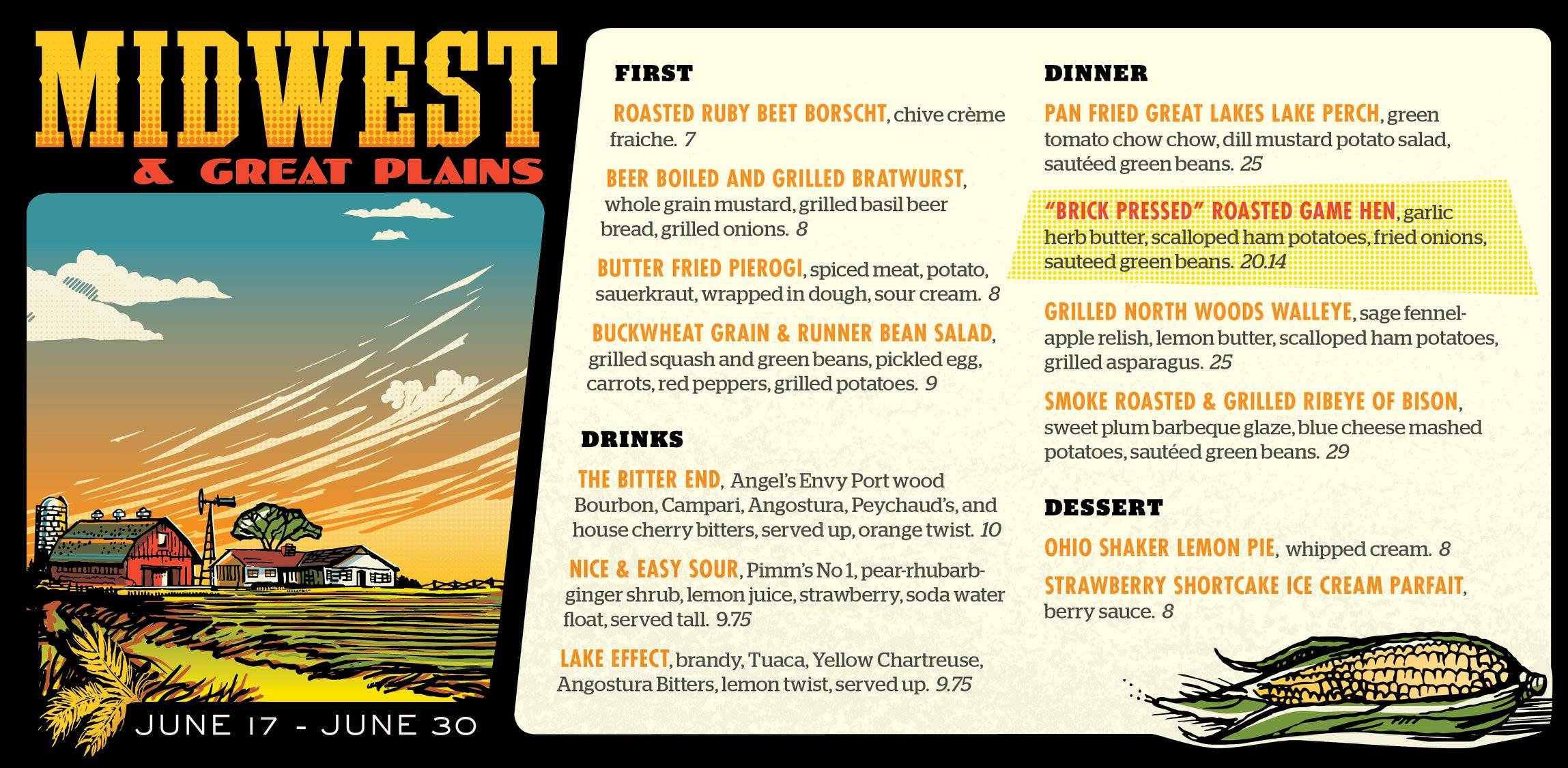 Kingfisher Summer Road Trip Menu: Great Plains