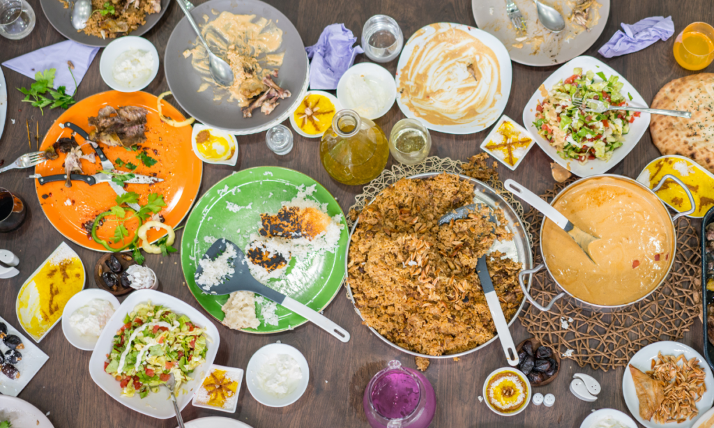 a bunch of food sitting on a table