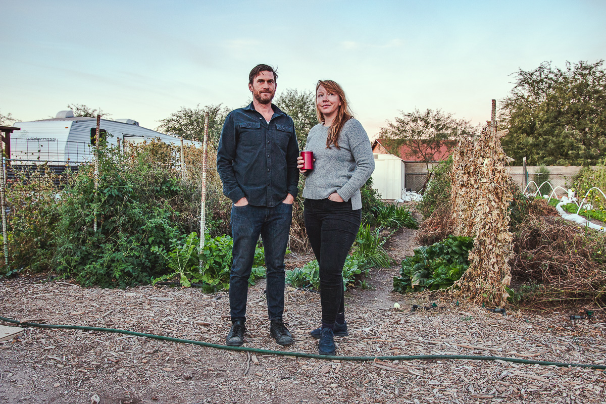 Brian Haskins and Jasper Ludwig at the farm for 5 Points Market & Restaurant