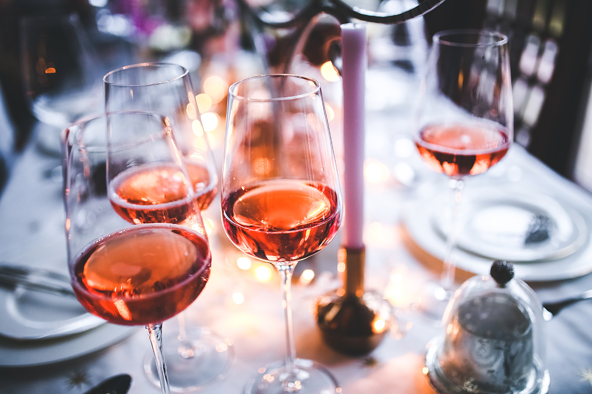 Rose wine glasses