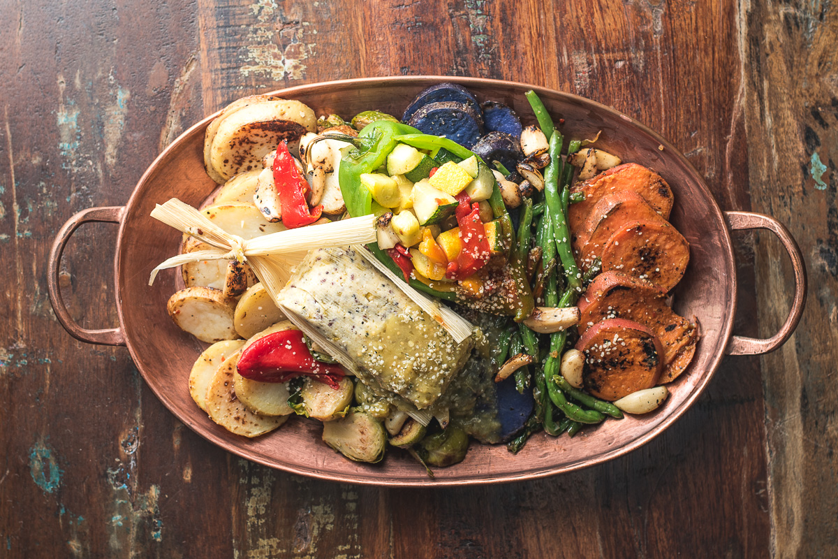 Hola Hemp tamal and vegetables (Photo courtesy of Hola Hemp)