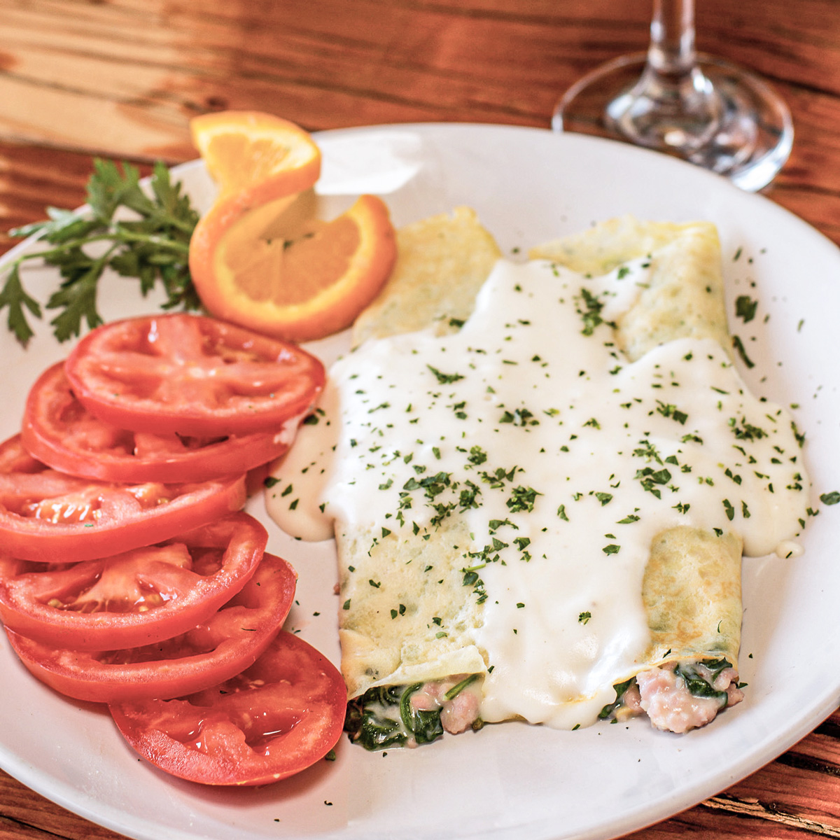 Ham & Swiss Crepes at Ghini's French Cafe in Tucson