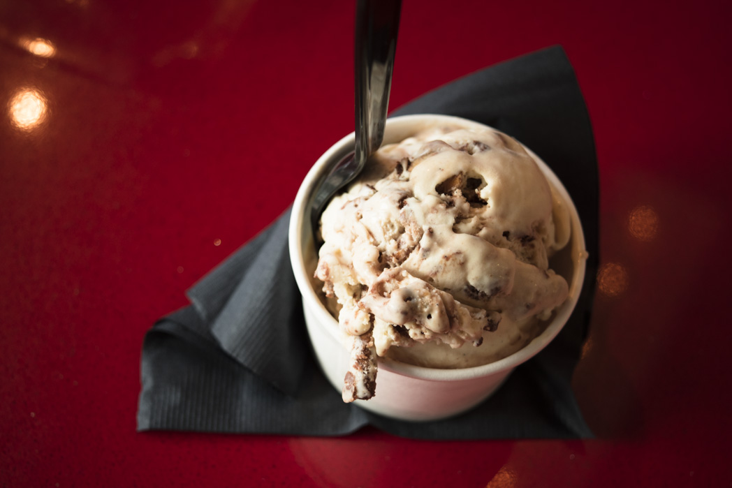 Peanut butter pretzels ice cream at HUB Ice Cream Factory.