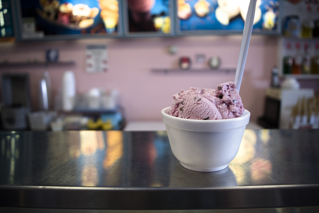 Pomegranate chip ice cream from Santa Barbara Ice Cream.