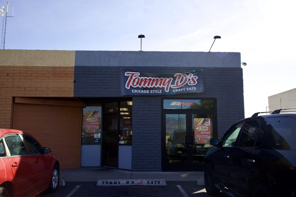 a car parked in front of a store