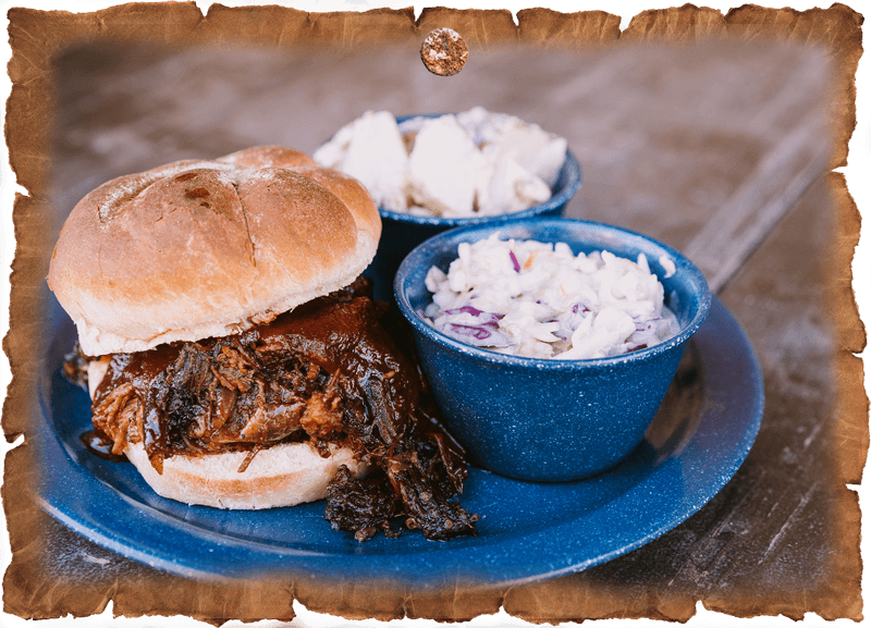 a sandwich on a blue plate