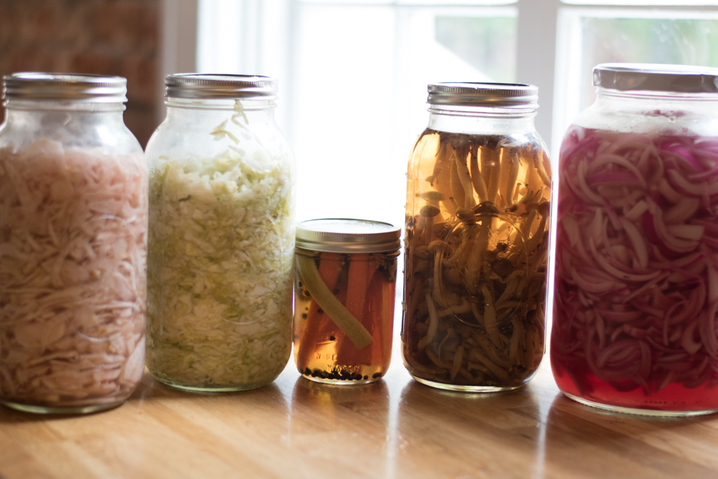 Pickled fennel, sauerkraut, assorted pickled veggies, pickled brown beech mushrooms, and pickled red onions at Pasco Kitchen & Lounge (Credit: Jackie Tran)