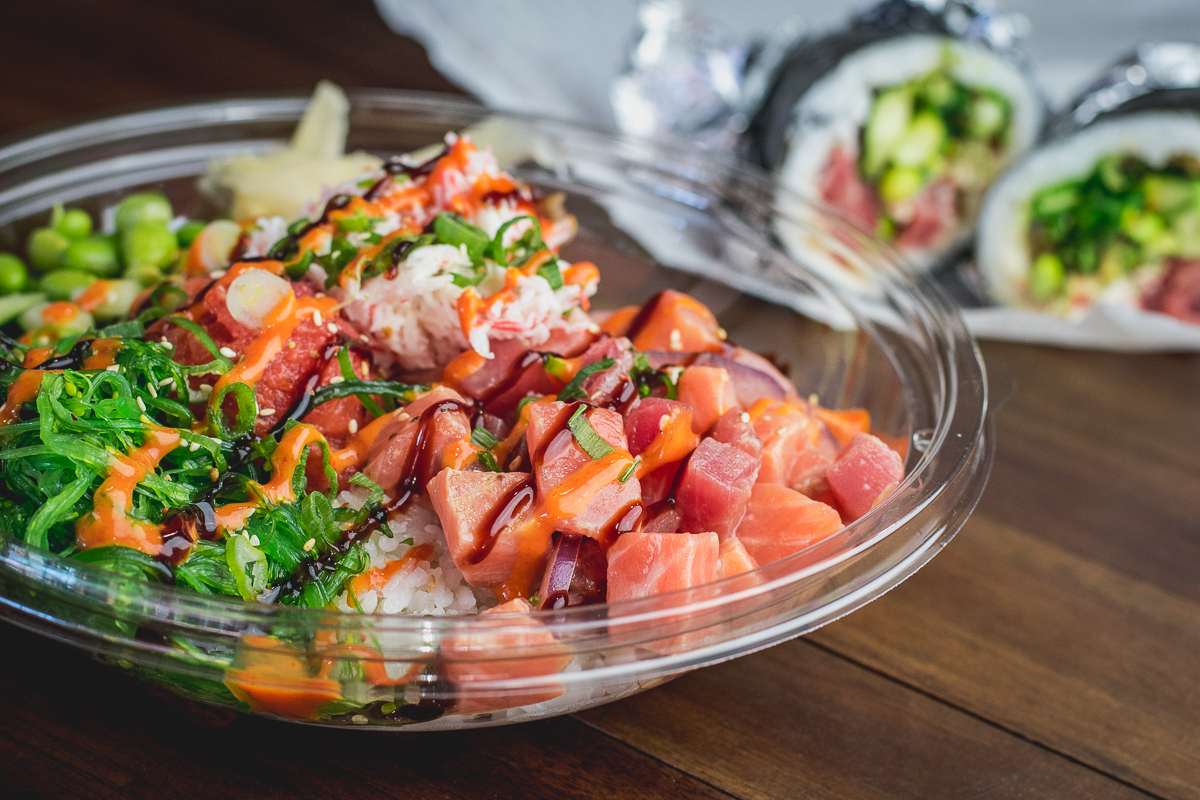 Poke Bowl and Poke Burrito at PokeZone Sushi (Credit: Jackie Tran)