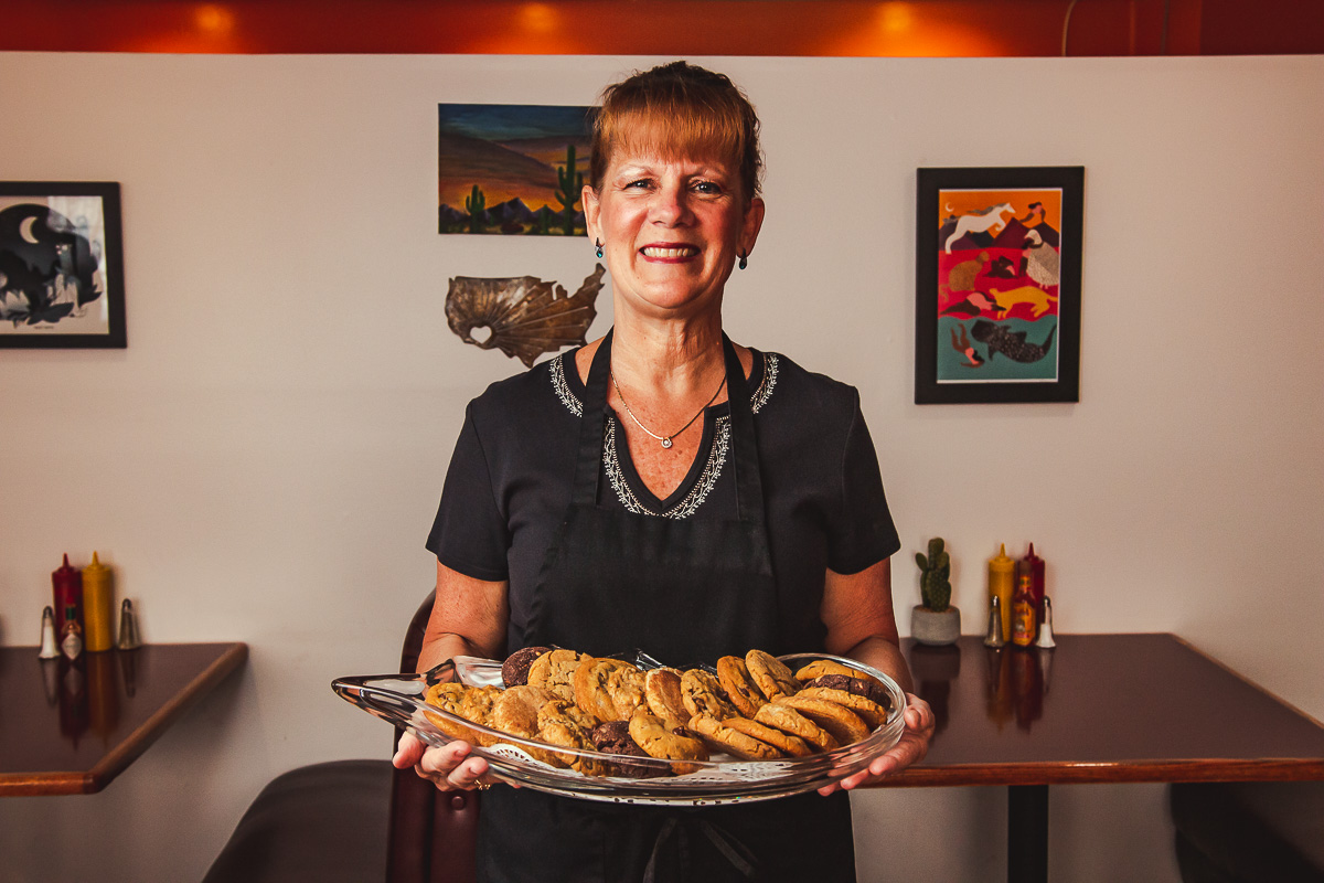 Konni Calello with cookies at Raptor Canyon Cafe (Credit: Jackie Tran)