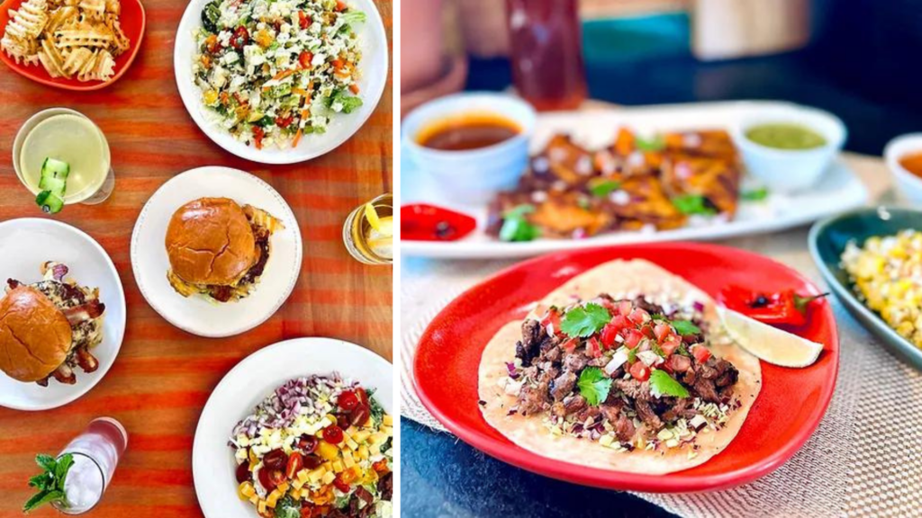 a bowl filled with different types of food on a table