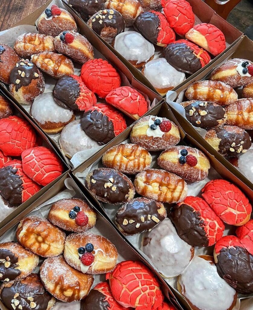 a bunch of different types of food