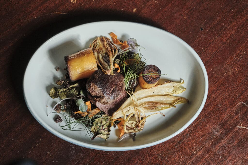 a plate of food on a table