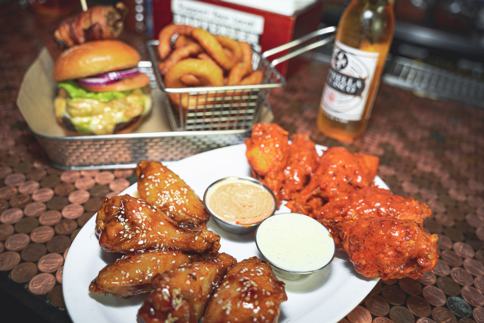 Hot and Sweet BBQ Wings at the Neighborhood