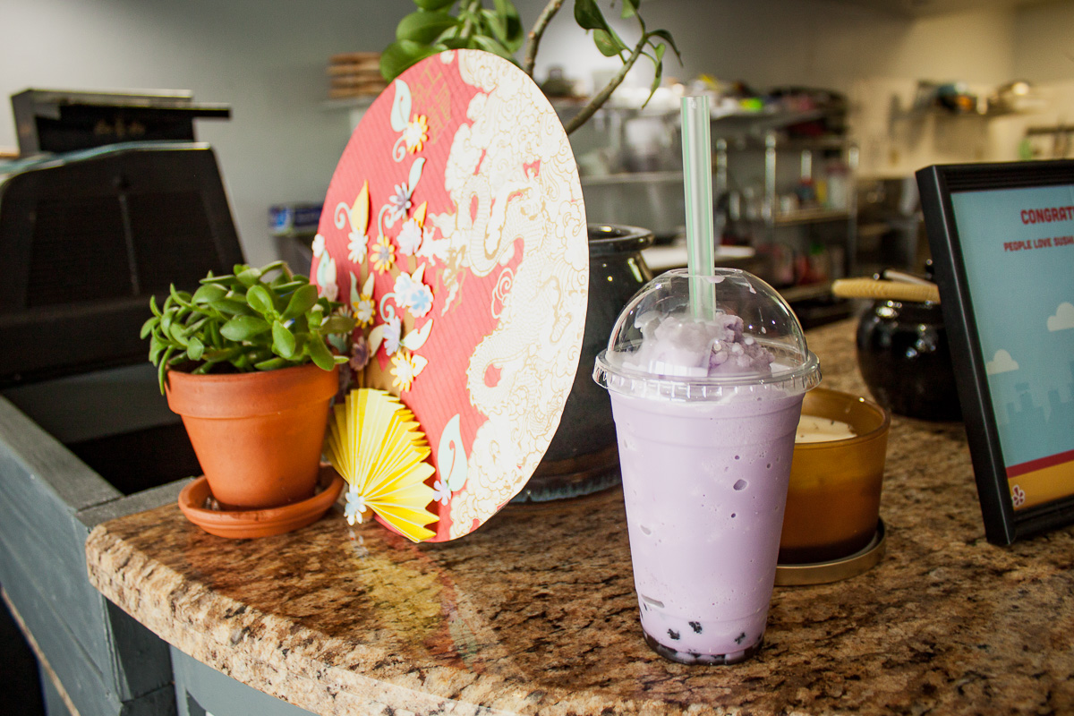 Taro Boba Tea at Sushi To Go & More (Credit: Chelsey Wade)