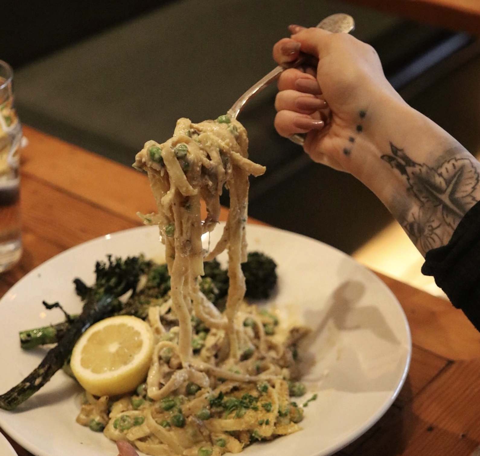 Vegan Fettuccine Alfredo at Ermano's Bar