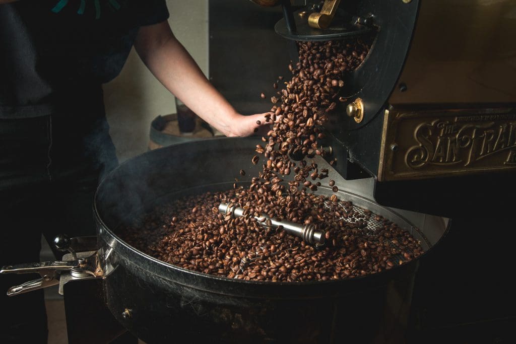 Coffee roasting at Yellow Brick Coffee (Photo by Jackie Tran)